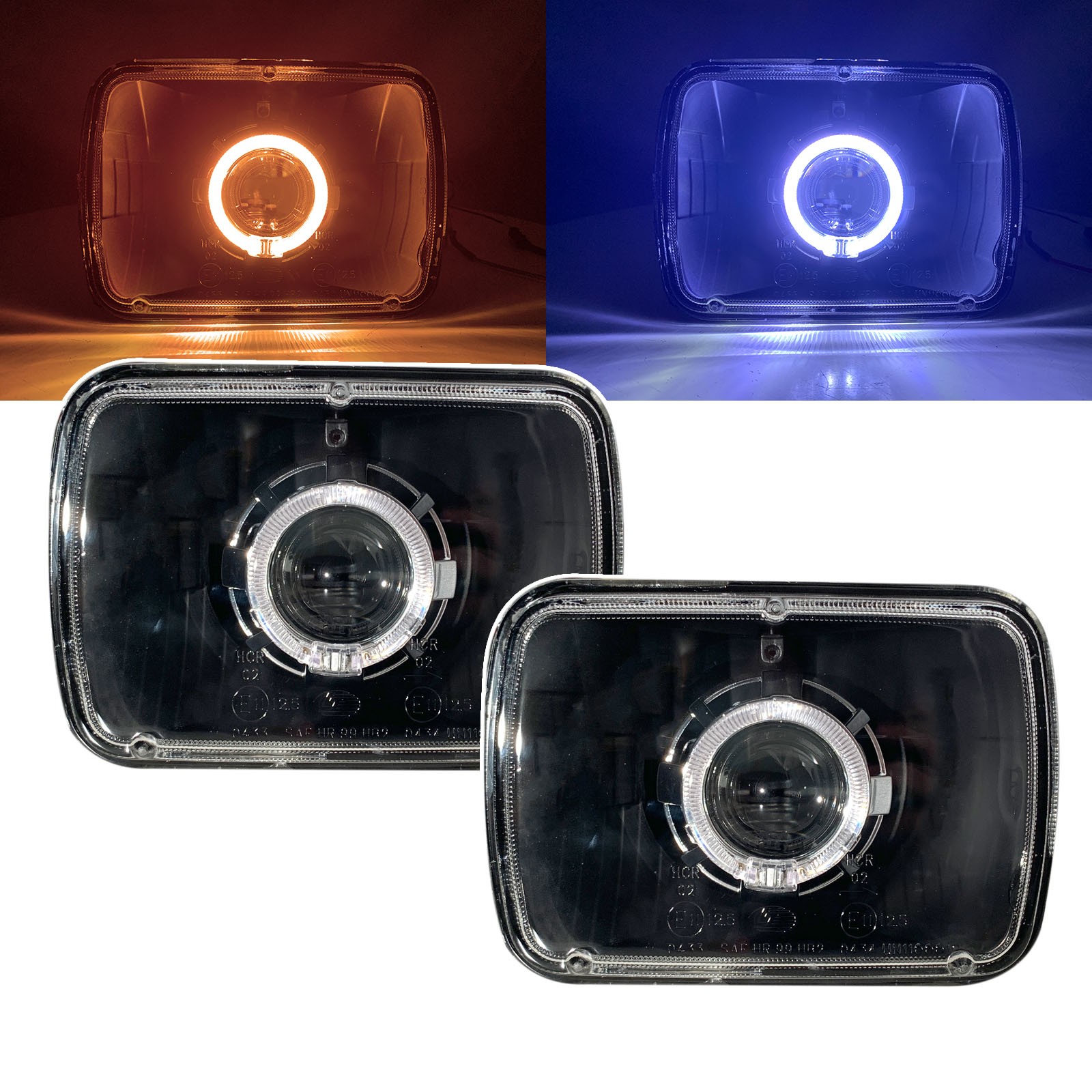 CrazyTheGod Conquest 1984-1986 Coupe 2D Guide LED Angel-Eye Projector Headlight Headlamp Black for DODGE LHD