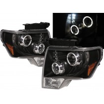 CrazyTheGod F-Series F150 Twelfth generation 2009-2014 Pickup 2D/4D Angel-Eye Projector Headlight Headlamp Black for FORD RHD