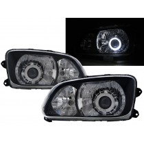 CrazyTheGod 500 2008-present Truck 2D Guide LED Angel-Eye Projector Headlight Headlamp W/ Motor Black for HINO RHD