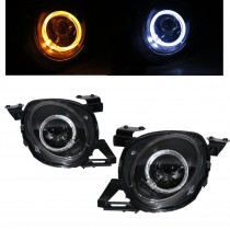 CrazyTheGod SC-seires SC300/SC400 Z30 First generation 1992-2000 Coupe 2D Guide LED Angel-Eye Projector Headlight Headlamp Black for LEXUS