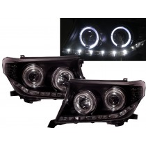 CrazyTheGod Land Cruiser FJ200 2008-2015 Halo Projector Headlight LED BLACK for TOYOTA LHD