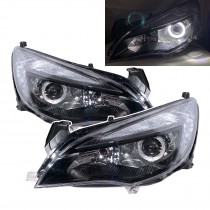 CrazyTheGod Astra J Sixth generation 2010-2015 Hatchback 5D Guide LED Angel-Eye Projector Headlight Headlamp Black for VAUXHALL RHD