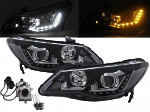 CrazyTheGod CSX 2005-2011 Sedan 4D LED Bar Projector D2S Bulb W/S Ballast Headlight Headlamp Black EU for ACURA RHD