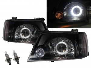 CrazyTheGod ESCAPE First generation 2000-2003 Pre-Facelift SUV 5D Guide LED Angel-Eye Projector Headlight Headlamp Black for FORD LHD