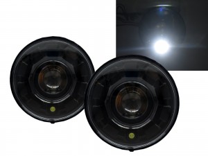 CrazyTheGod LED Halo Projector Headlight Headlamp Black for Universal LHD