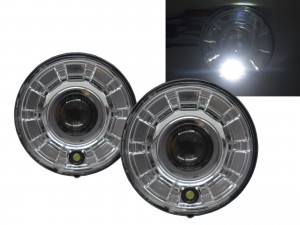 CrazyTheGod LED Halo Projector Headlight Headlamp Chrome for Universal LHD
