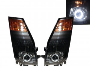 CrazyTheGod MAXITY 2006-2008 Truck 2D/4D Guide LED Angel-Eye Projector Headlight Headlamp Black for RENAULT LHD