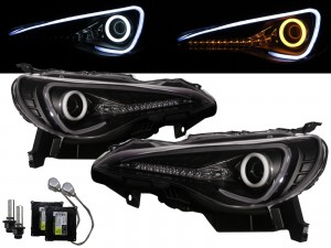 CrazyTheGod FR-S 2012-present Coupe 2D Cotton Halo LED Dynamic Turn Signal D4S Bulb W/S Ballast Headlight Headlamp Black for SCION LHD