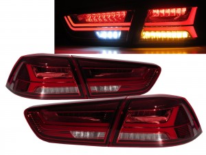 CrazyTheGod INSPIRA 2010-2015 Sedan 4D A6Look LED Tail Rear Light Red/Clear for PROTON
