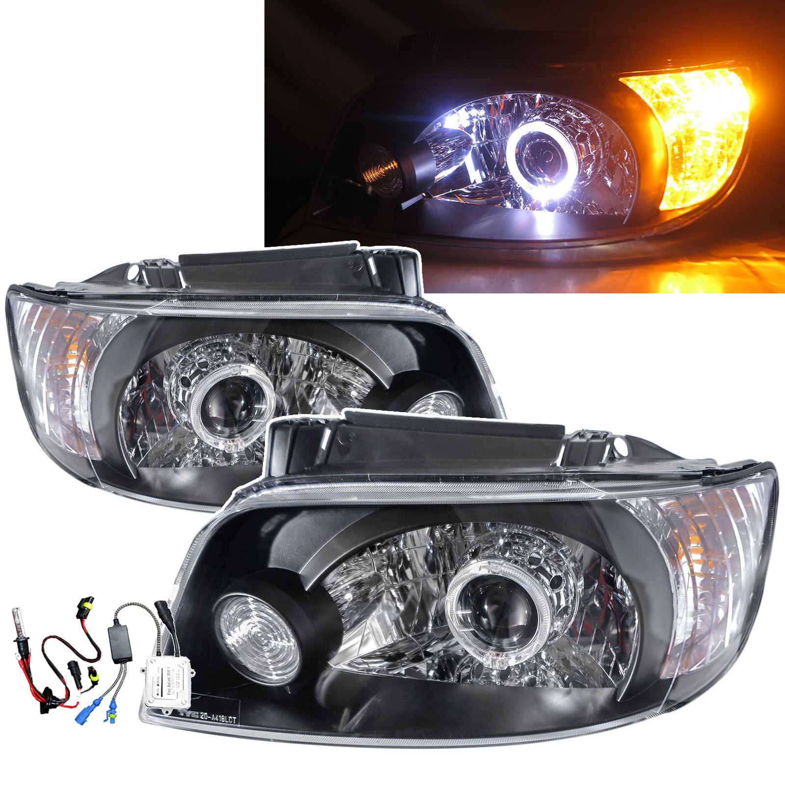 CrazyTheGod Matrix Fourth generation 2001-2004 Pre-Facelift Hatchback 5D Guide LED Angel-Eye Projector HID Headlight Headlamp Black for INOKOM RHD