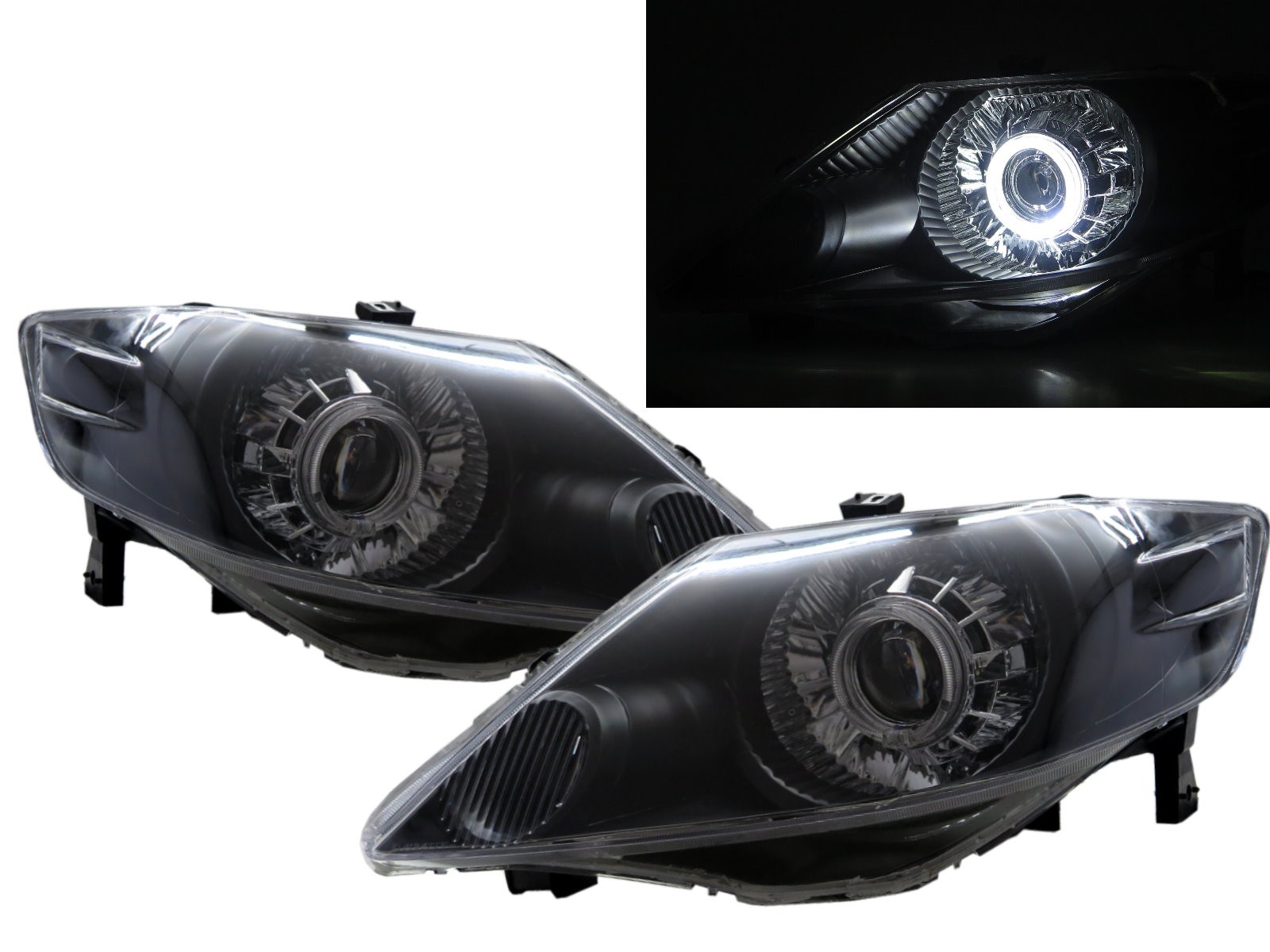 Crazythegod City Gd8 Gd9 Fourth Generation 2003 2005 Pre Facelift Sedan 4d Guide Led Angel Eye Projector Headlight Headlamp Black For Honda Lhd Lamps